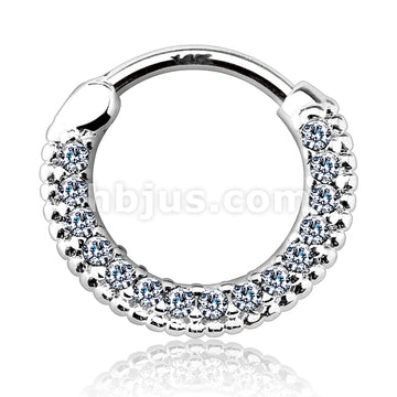 14KT  Gold Round Paved Gems 14Kt Gold Septum Clicker - Image 2