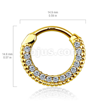 14KT  Gold Round Paved Gems 14Kt Gold Septum Clicker - Image 4