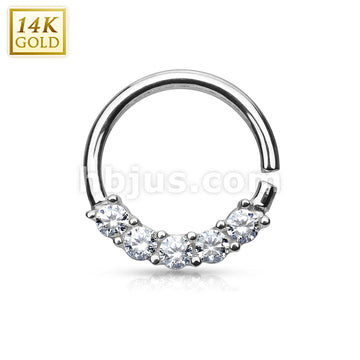 14KT  Gold 14 Kt. Gold Bendable Round Ring With Five Lined Prong Set... - Image 2