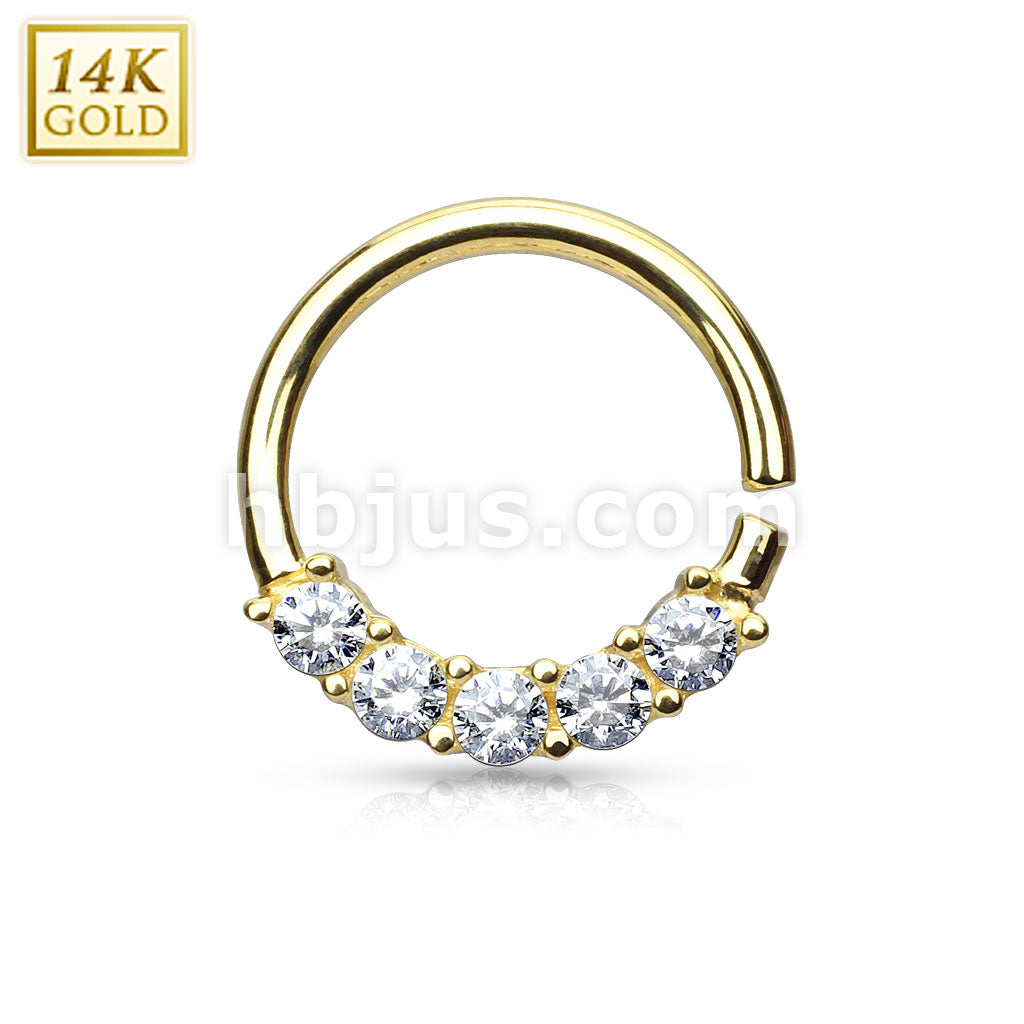 14KT  Gold 14 Kt. Gold Bendable Round Ring With Five Lined Prong Set... - Image 3