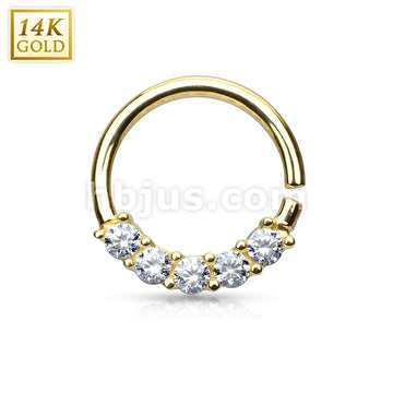 14KT  Gold 14 Kt. Gold Bendable Round Ring With Five Lined Prong Set... - Image 3