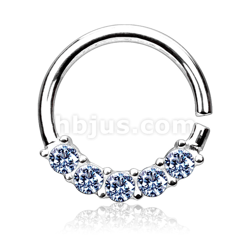 14KT  Gold 14 Kt. Gold Bendable Round Ring With Five Lined Prong Set... - Image 4