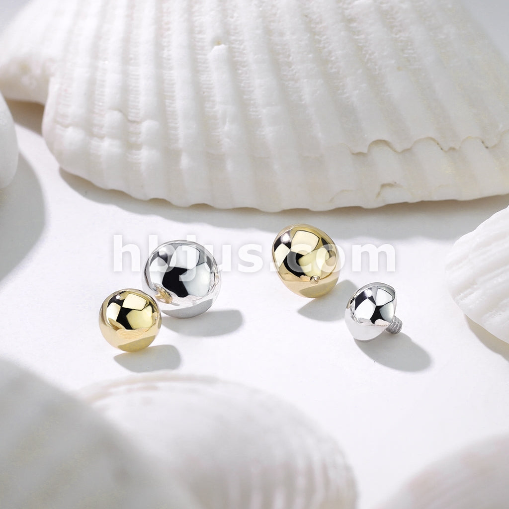 14KT  Gold 14K Gold Dome Internally Threaded Dermal Anchor Top - Image 5