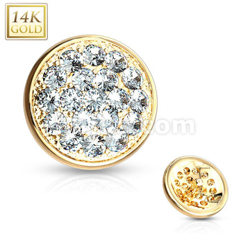 14KT  Gold 14 Kt. Gold CZ Paved Flat Dome Dermal Anchor Top - Image 4