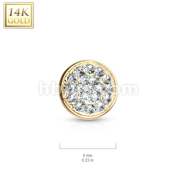 14KT  Gold 14 Kt. Gold CZ Paved Flat Dome Dermal Anchor Top - Image 5