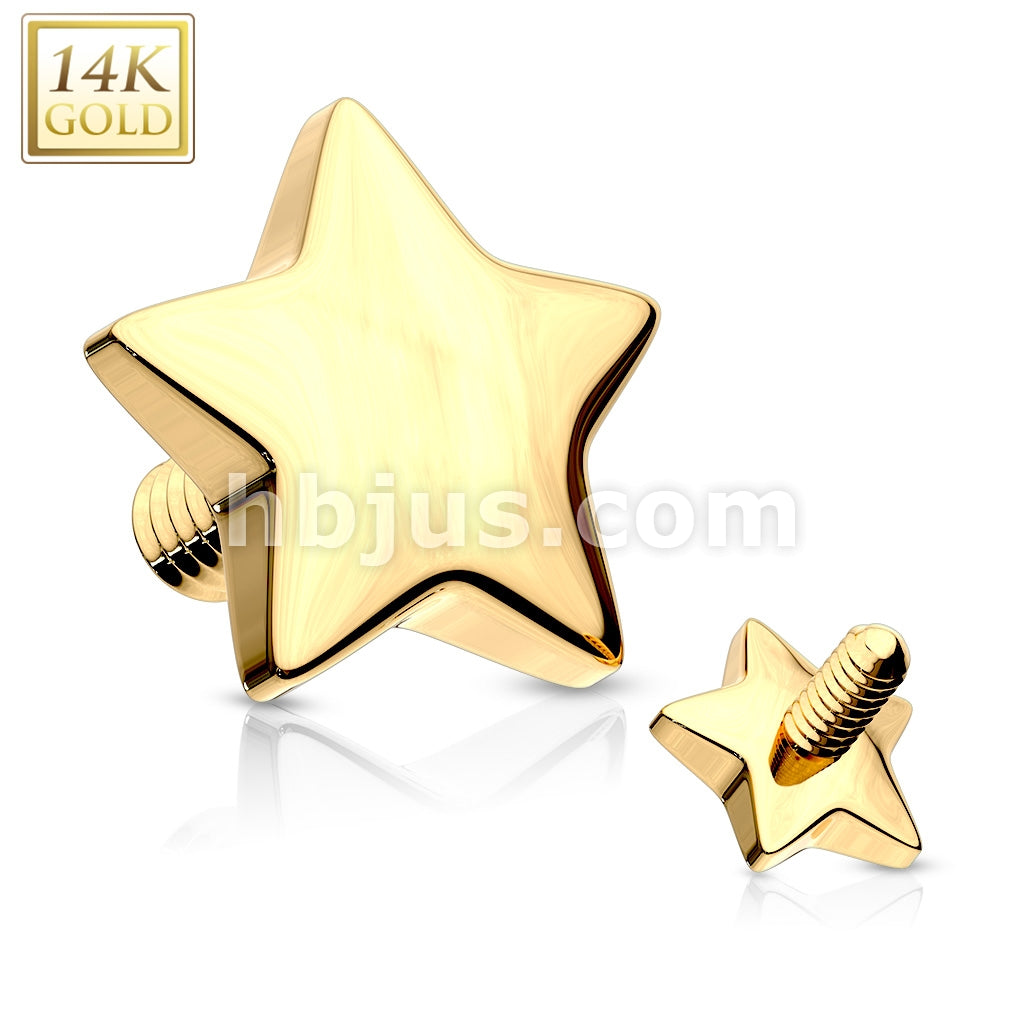 14KT  Gold 14K Gold 4mm Star Dermal Top Internally Threaded - Image 3