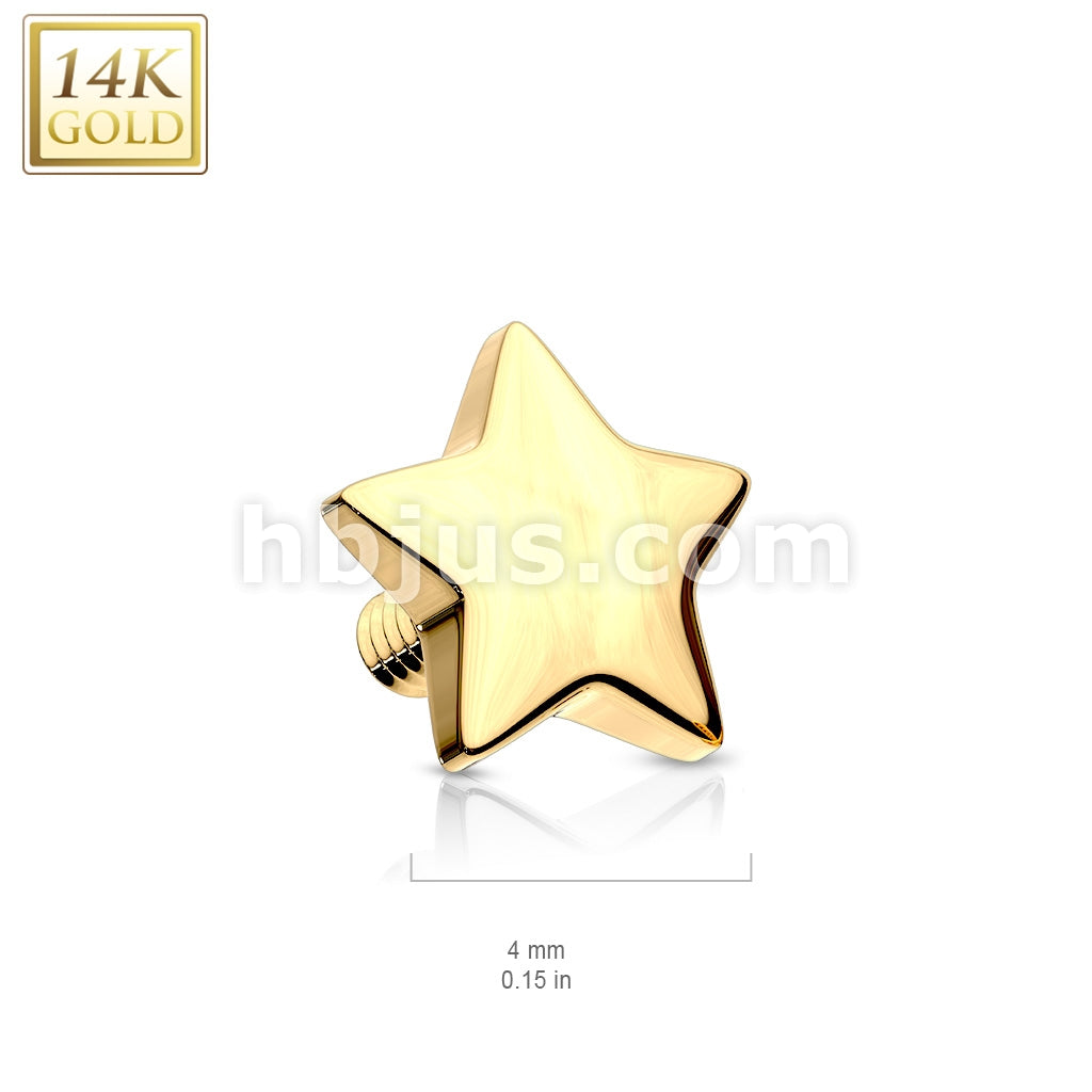 14KT  Gold 14K Gold 4mm Star Dermal Top Internally Threaded - Image 4