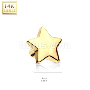 14KT  Gold 14K Gold 4mm Star Dermal Top Internally Threaded - Image 4