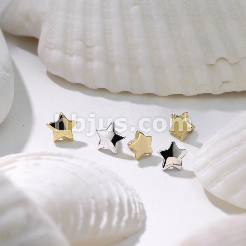 14KT  Gold 14K Gold 4mm Star Dermal Top Internally Threaded - Image 5
