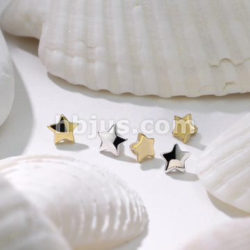14KT  Gold 14K Gold 4mm Star Dermal Top Internally Threaded - Image 5