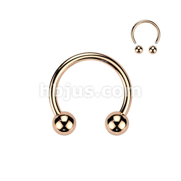 Rose Gold IP Over 316L Surgical Steel Horseshoe Circular Barbell Ring - Image 2