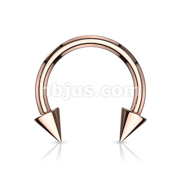 Spike Ends Rose Gold IP 316L Surgical Steel Circular Barbell/Horseshoe - Image 2