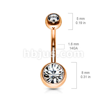 Double Gemed Basic Navel Ring Rose Gold IP Over 316L Surgical Steel - Image 13