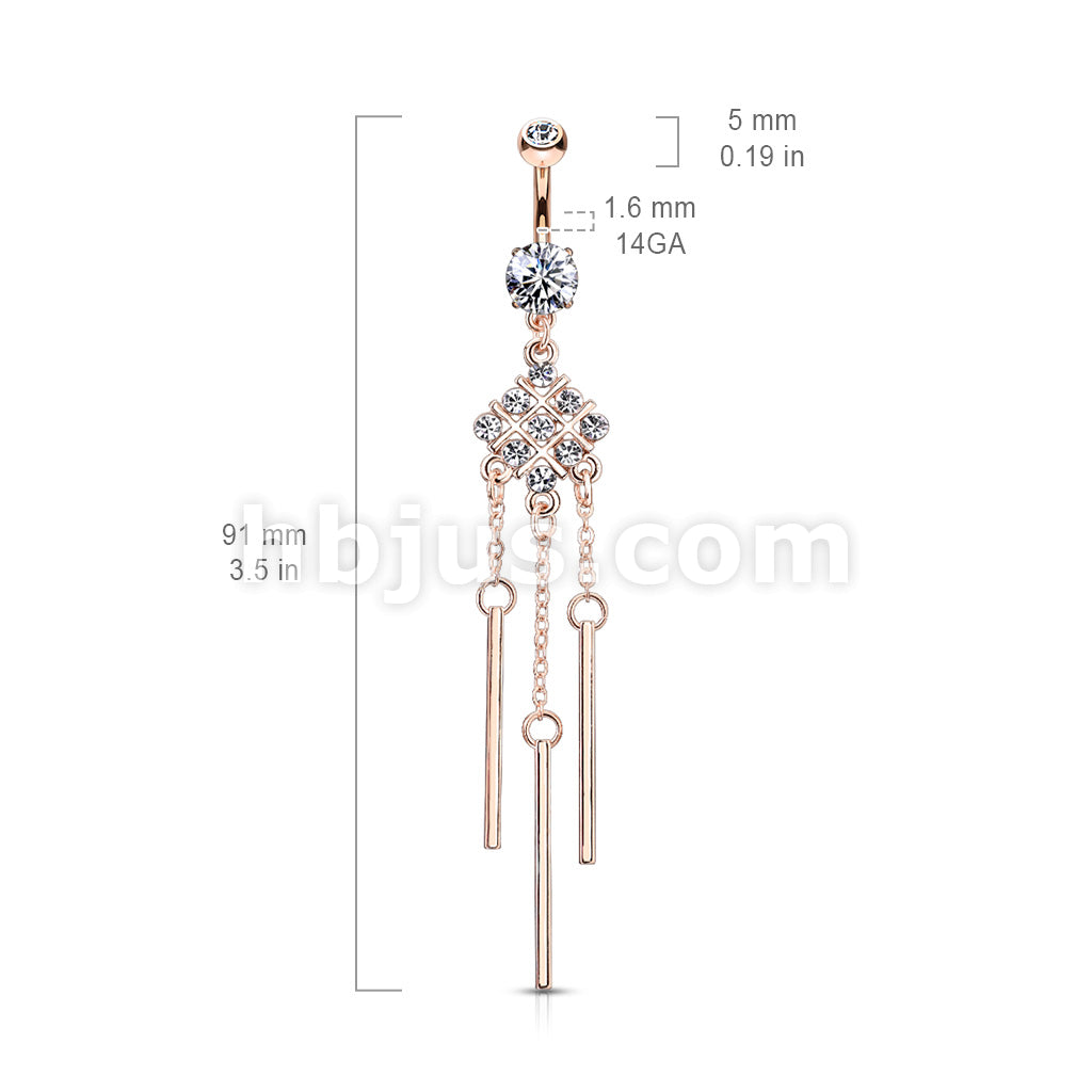 316L Surgical Steel 316L Surgical Steel Hash Square With Paved Gems and... - Image 2