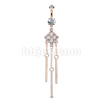 316L Surgical Steel 316L Surgical Steel Hash Square With Paved Gems and...