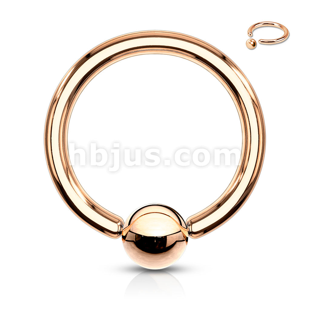 Rose Gold IP Over 316L Surgical Steel Captive Bead Ring