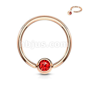 Rose Gold IP Over 316L Surgical Steel Gem Set Ball Captive Rings - Image 8