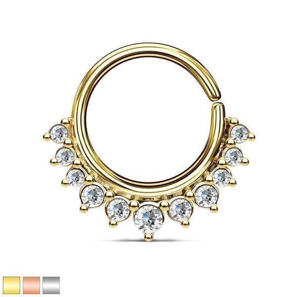 Brass Crystal Paved Half Circle Bendable Nose Septum and Ear Cartilage...