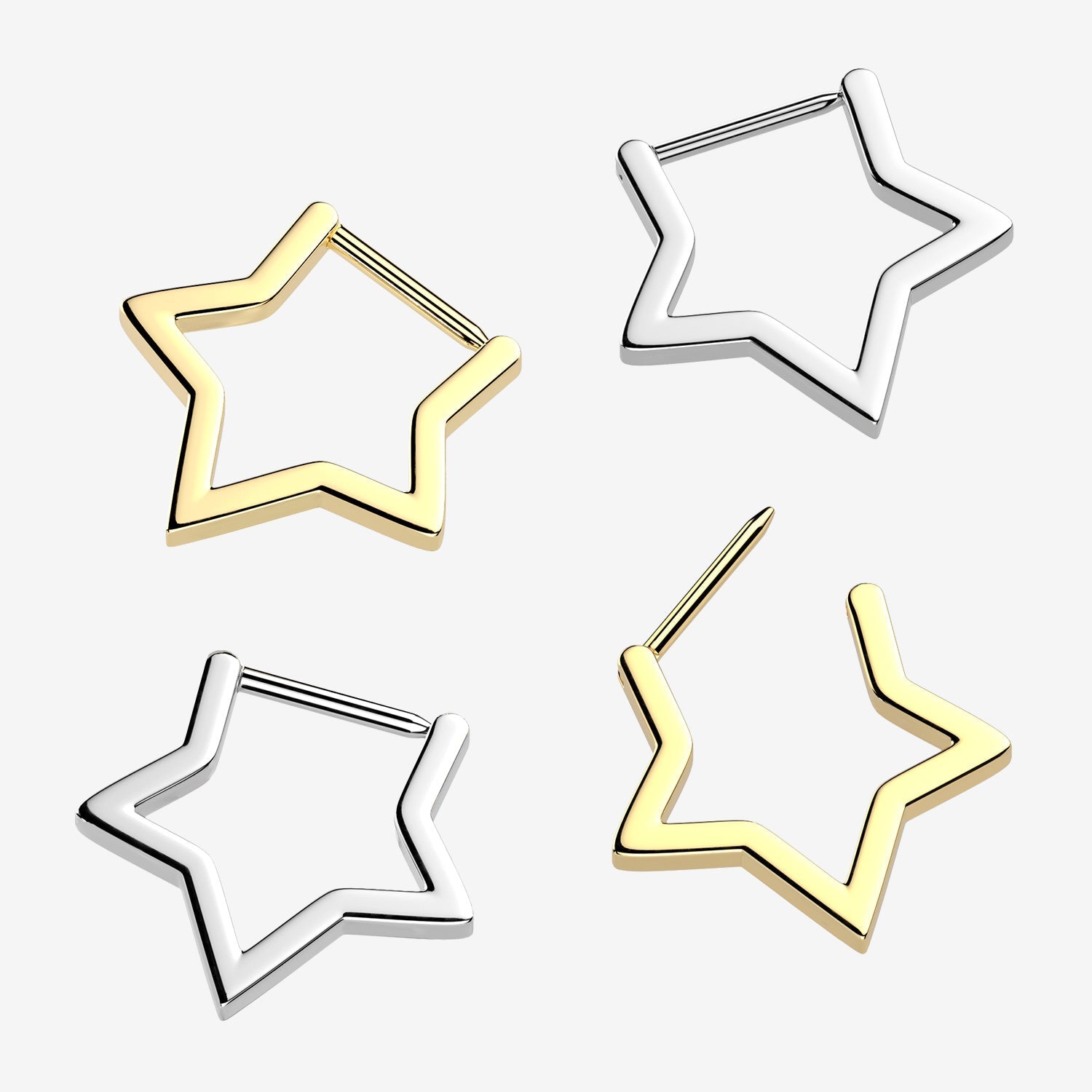 Implant Grade Titanium Hinged Hollow Star Segment Hoop Ring With Straight Bar