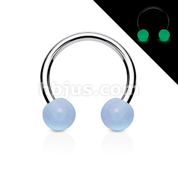 316L Surgical Steel Horse Shoe With Glow Ball - Image 2