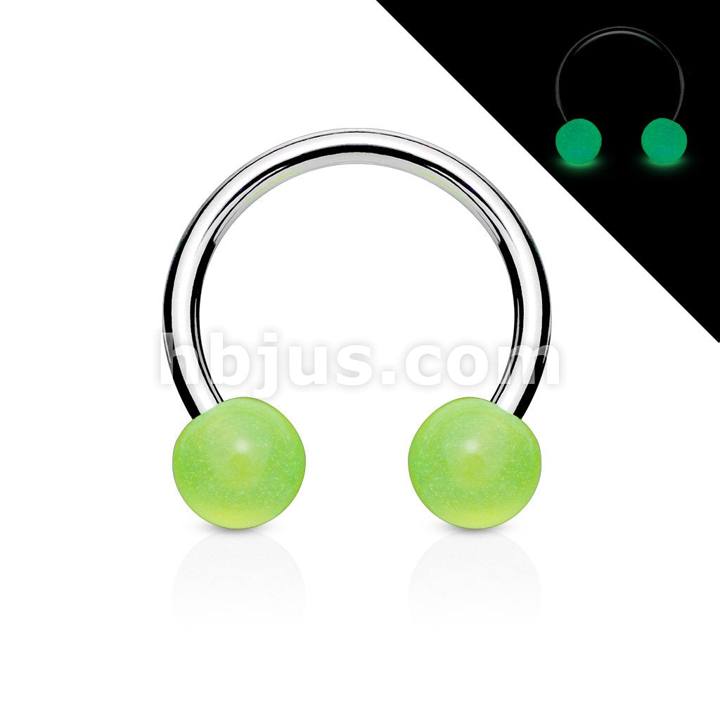 316L Surgical Steel Horse Shoe With Glow Ball - Image 3