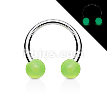 316L Surgical Steel Horse Shoe With Glow Ball - Image 3