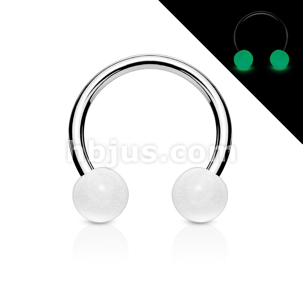316L Surgical Steel Horse Shoe With Glow Ball - Image 4