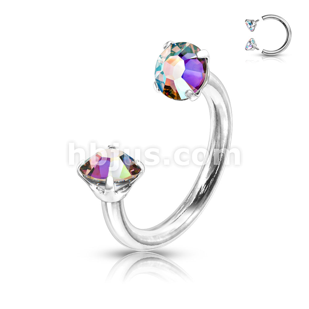 Prong Set Round CZ Internally Threaded 316L Surgical Steel Circular... - Image 3