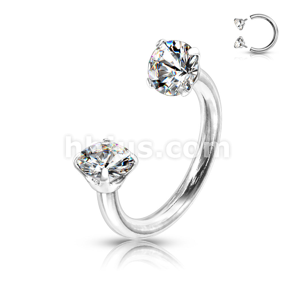 Prong Set Round CZ Internally Threaded 316L Surgical Steel Circular... - Image 4