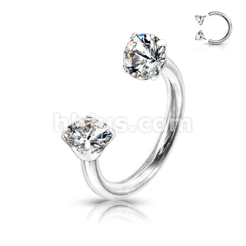 Prong Set Round CZ Internally Threaded 316L Surgical Steel Circular... - Image 4