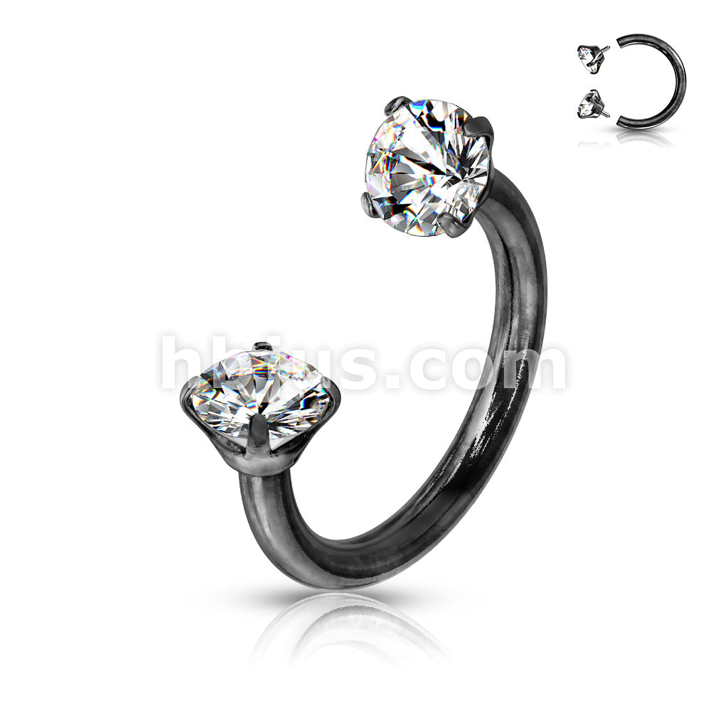 Prong Set Round CZ Internally Threaded 316L Surgical Steel Circular... - Image 6