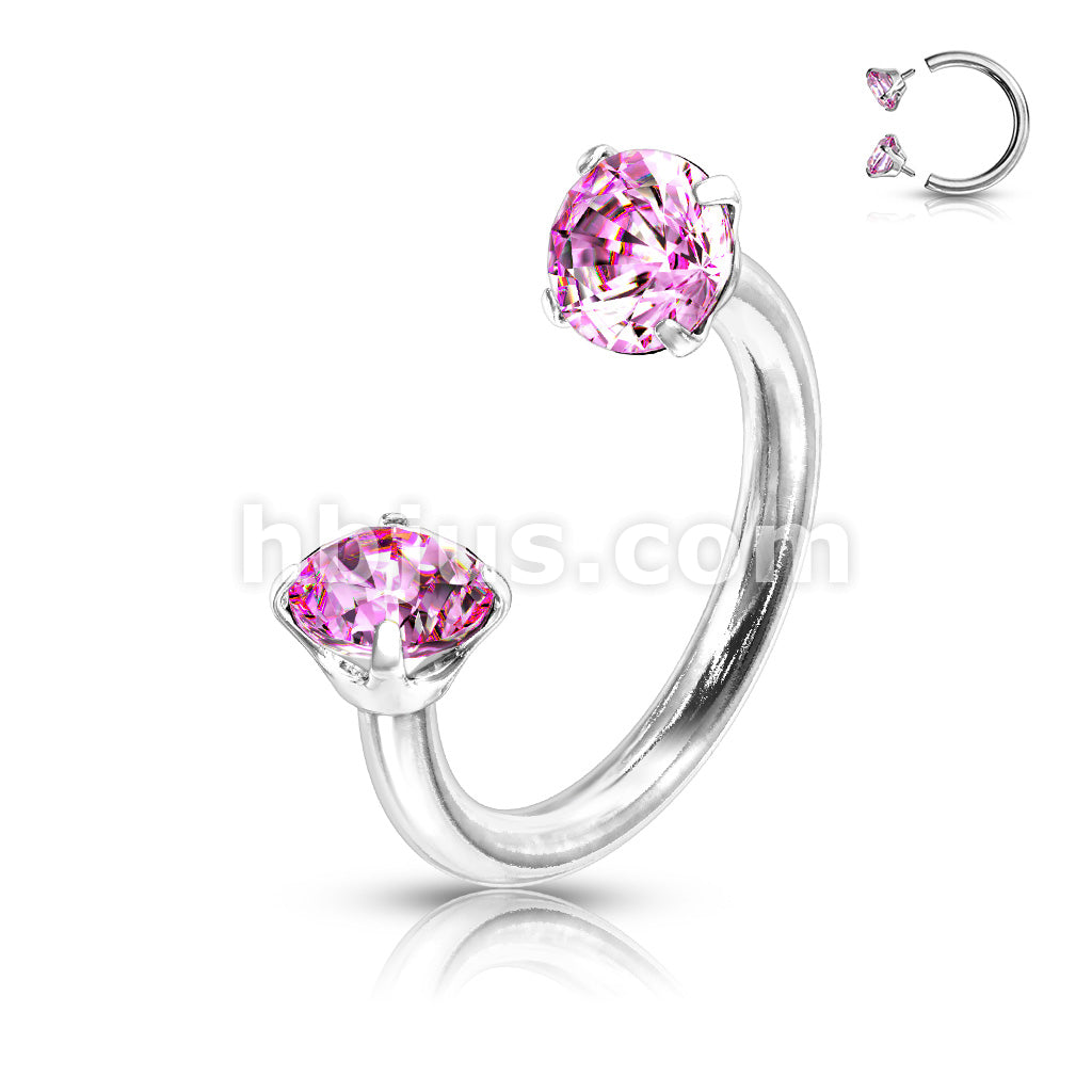 Prong Set Round CZ Internally Threaded 316L Surgical Steel Circular... - Image 7