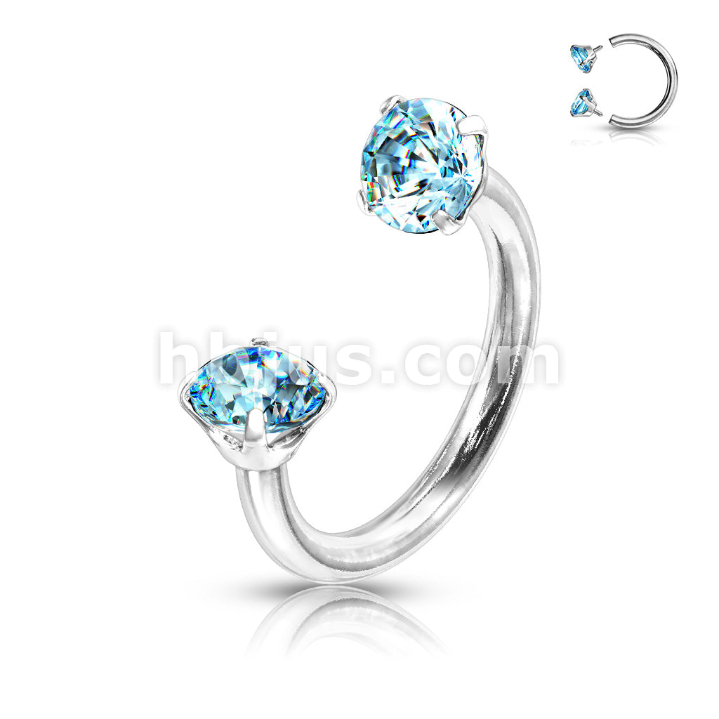 Prong Set Round CZ Internally Threaded 316L Surgical Steel Circular... - Image 8