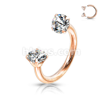 Prong Set Round CZ Internally Threaded 316L Surgical Steel Circular... - Image 9