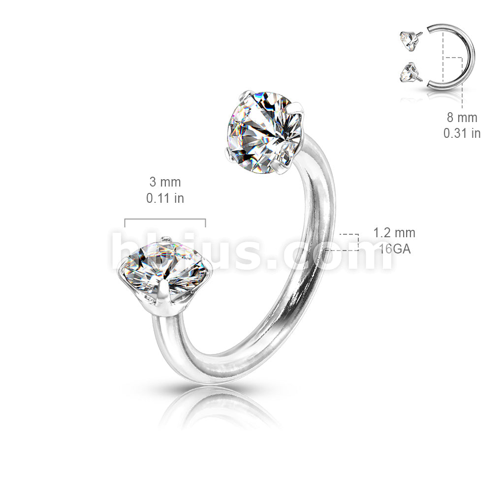 Prong Set Round CZ Internally Threaded 316L Surgical Steel Circular... - Image 10