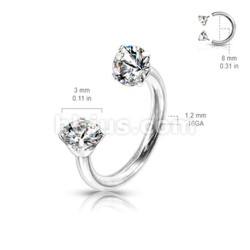 Prong Set Round CZ Internally Threaded 316L Surgical Steel Circular... - Image 10