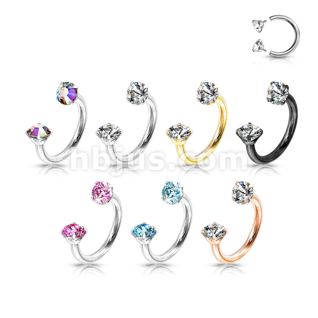 Prong Set Round CZ Internally Threaded 316L Surgical Steel Circular... - Image 11