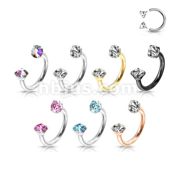 Prong Set Round CZ Internally Threaded 316L Surgical Steel Circular... - Image 11
