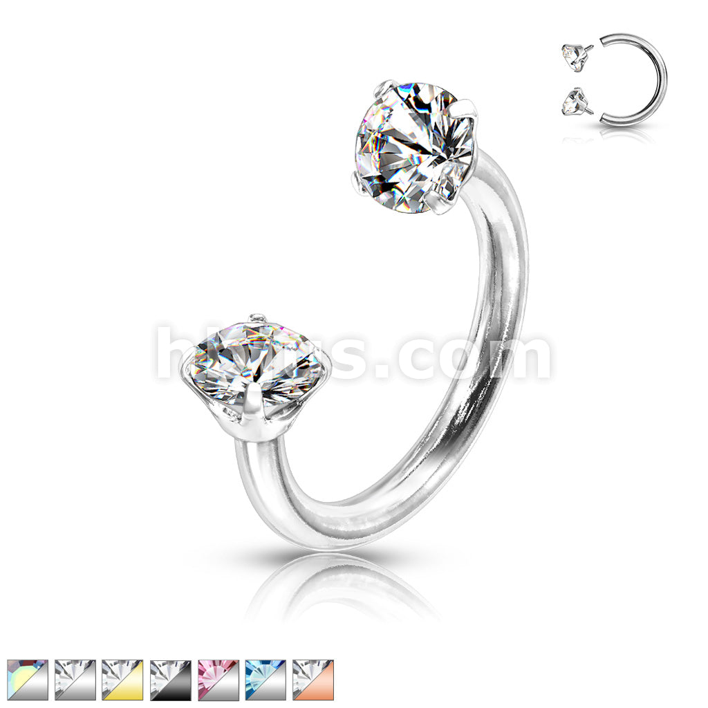 Prong Set Round CZ Internally Threaded 316L Surgical Steel Circular... - Image 2