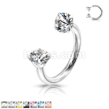 Prong Set Round CZ Internally Threaded 316L Surgical Steel Circular... - Image 2