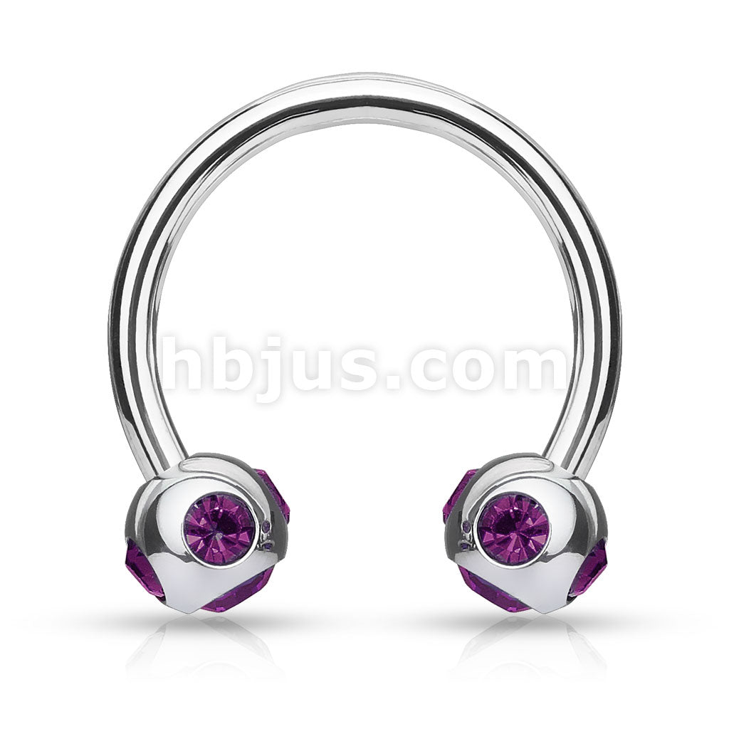 5-Gem set 4mm Balls 316L Surgical Steel 16ga Circular (Horseshoe) - Image 2