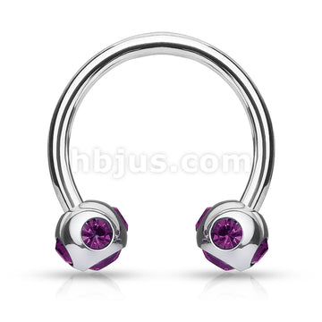 5-Gem set 4mm Balls 316L Surgical Steel 16ga Circular (Horseshoe) - Image 2