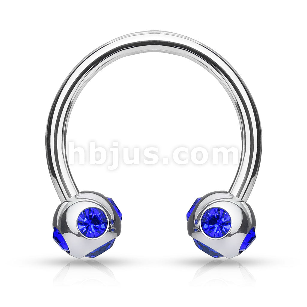 5-Gem set 4mm Balls 316L Surgical Steel 16ga Circular (Horseshoe) - Image 3