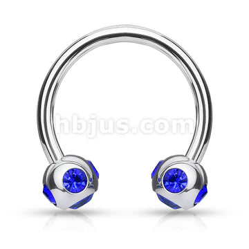 5-Gem set 4mm Balls 316L Surgical Steel 16ga Circular (Horseshoe) - Image 3