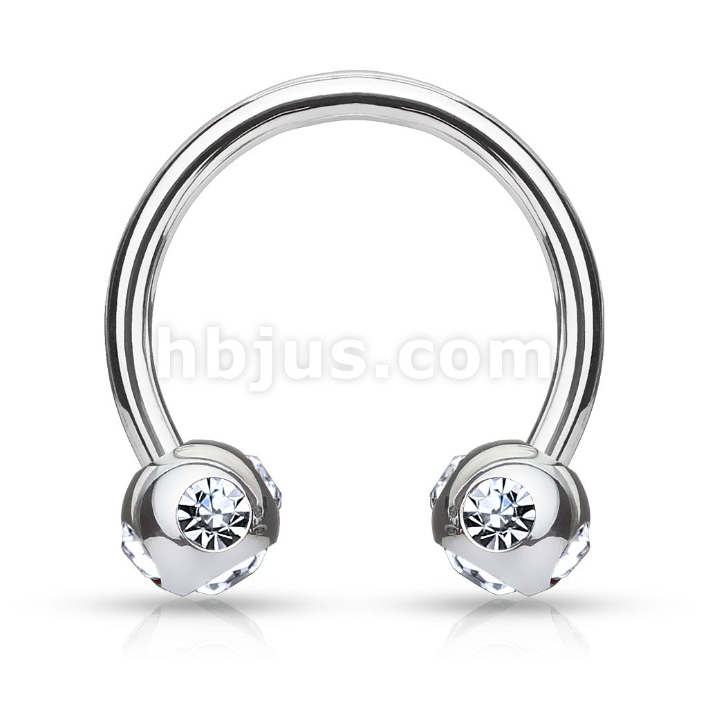 5-Gem set 4mm Balls 316L Surgical Steel 16ga Circular (Horseshoe) - Image 4