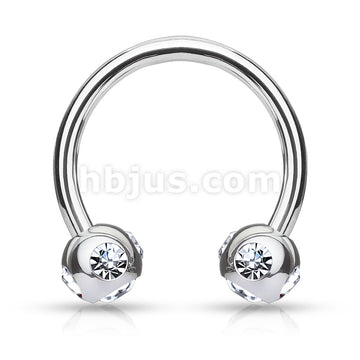 5-Gem set 4mm Balls 316L Surgical Steel 16ga Circular (Horseshoe) - Image 4