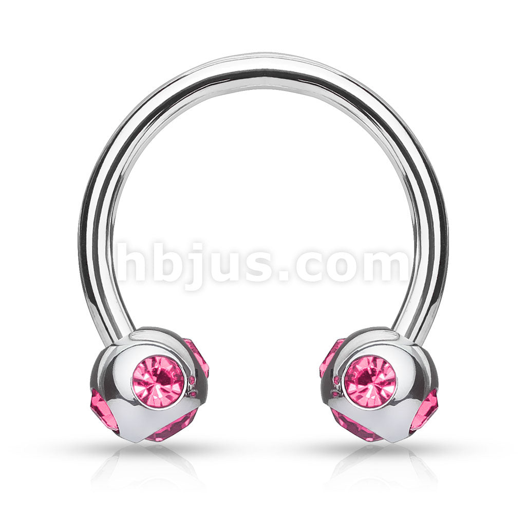 5-Gem set 4mm Balls 316L Surgical Steel 16ga Circular (Horseshoe) - Image 5
