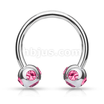 5-Gem set 4mm Balls 316L Surgical Steel 16ga Circular (Horseshoe) - Image 5