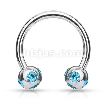 5-Gem set 4mm Balls 316L Surgical Steel 16ga Circular (Horseshoe) - Image 6