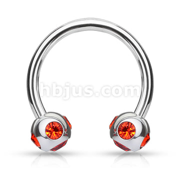 5-Gem set 4mm Balls 316L Surgical Steel 16ga Circular (Horseshoe) - Image 7